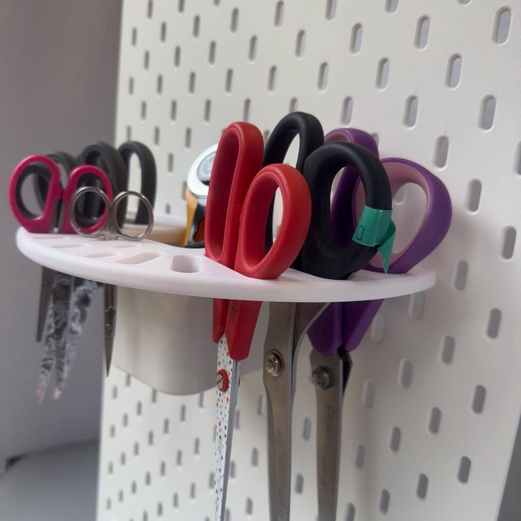 IKEA Skadis Scissor Organiser, 3D Printed Pegboard Clip On Accessory, Craft Scissor Holder Rack.