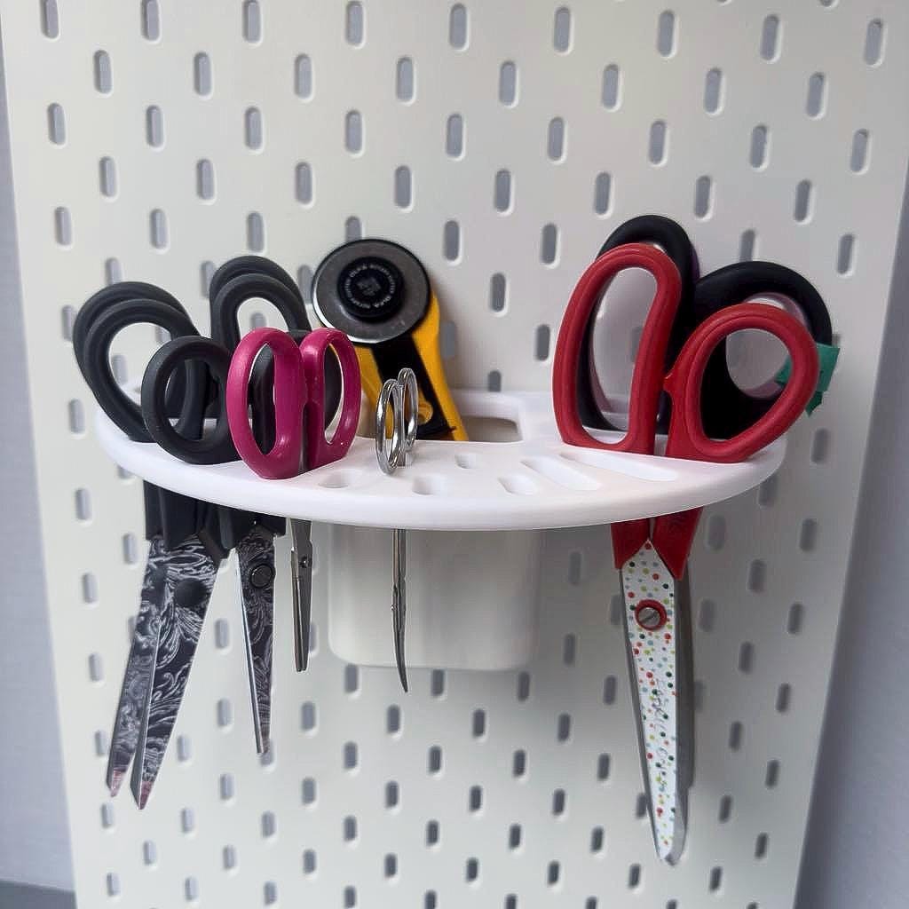 IKEA Skadis Scissor Organiser, 3D Printed Pegboard Clip On Accessory, Craft Scissor Holder Rack.