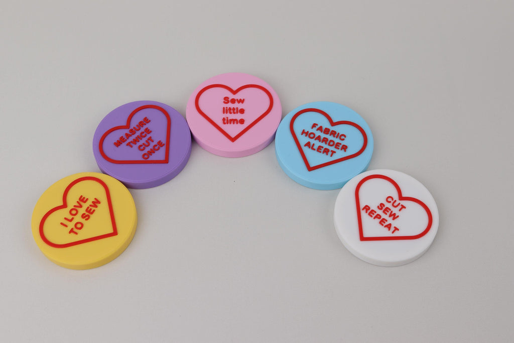 Conversation Heart Fabric Weights, Steel Filled, Funny Sayings Set