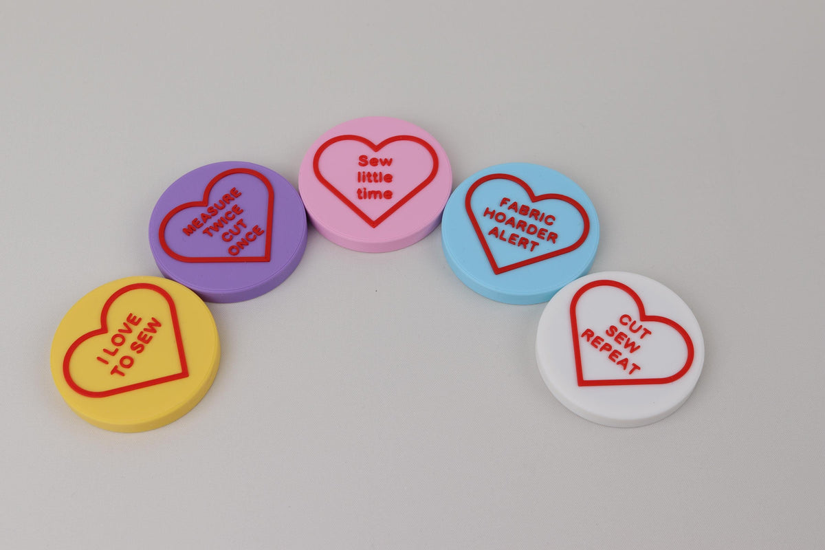 Conversation Heart Fabric Weights, Steel Filled, Funny Sayings Set