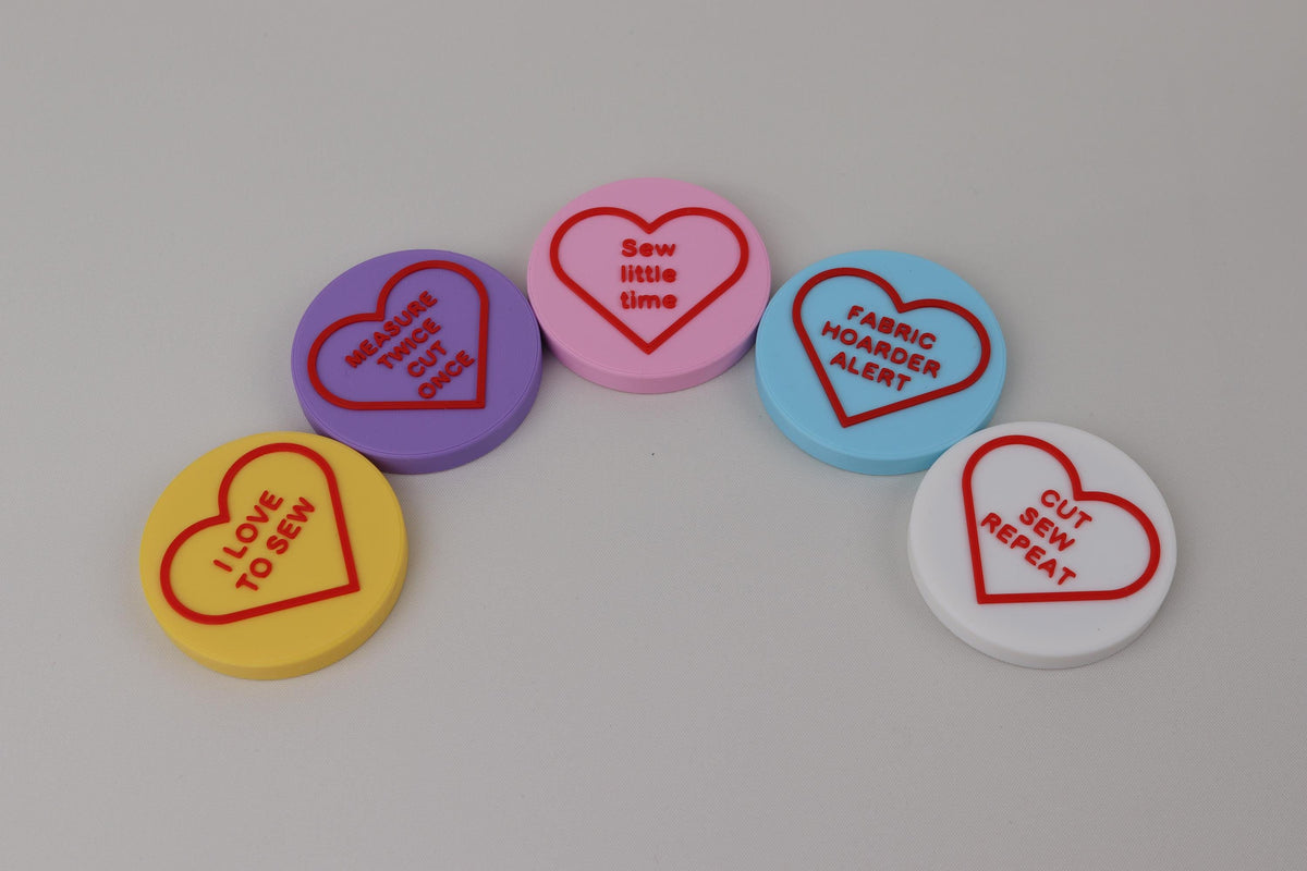 Conversation Heart Fabric Weights, Steel Filled, Funny Sayings Set