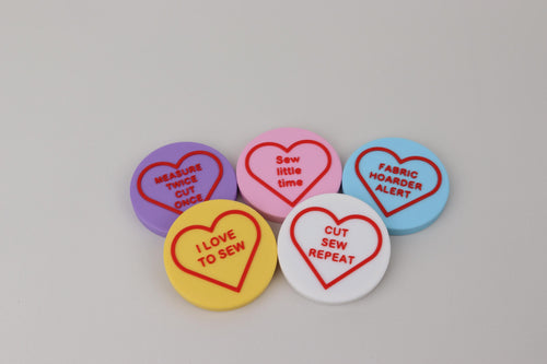 Conversation Heart Fabric Weights, Steel Filled, Funny Sayings Set