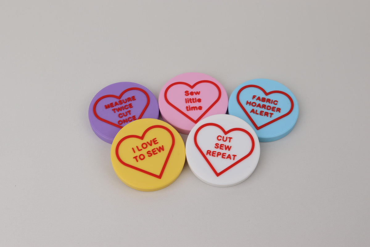 Conversation Heart Fabric Weights, Steel Filled, Funny Sayings Set