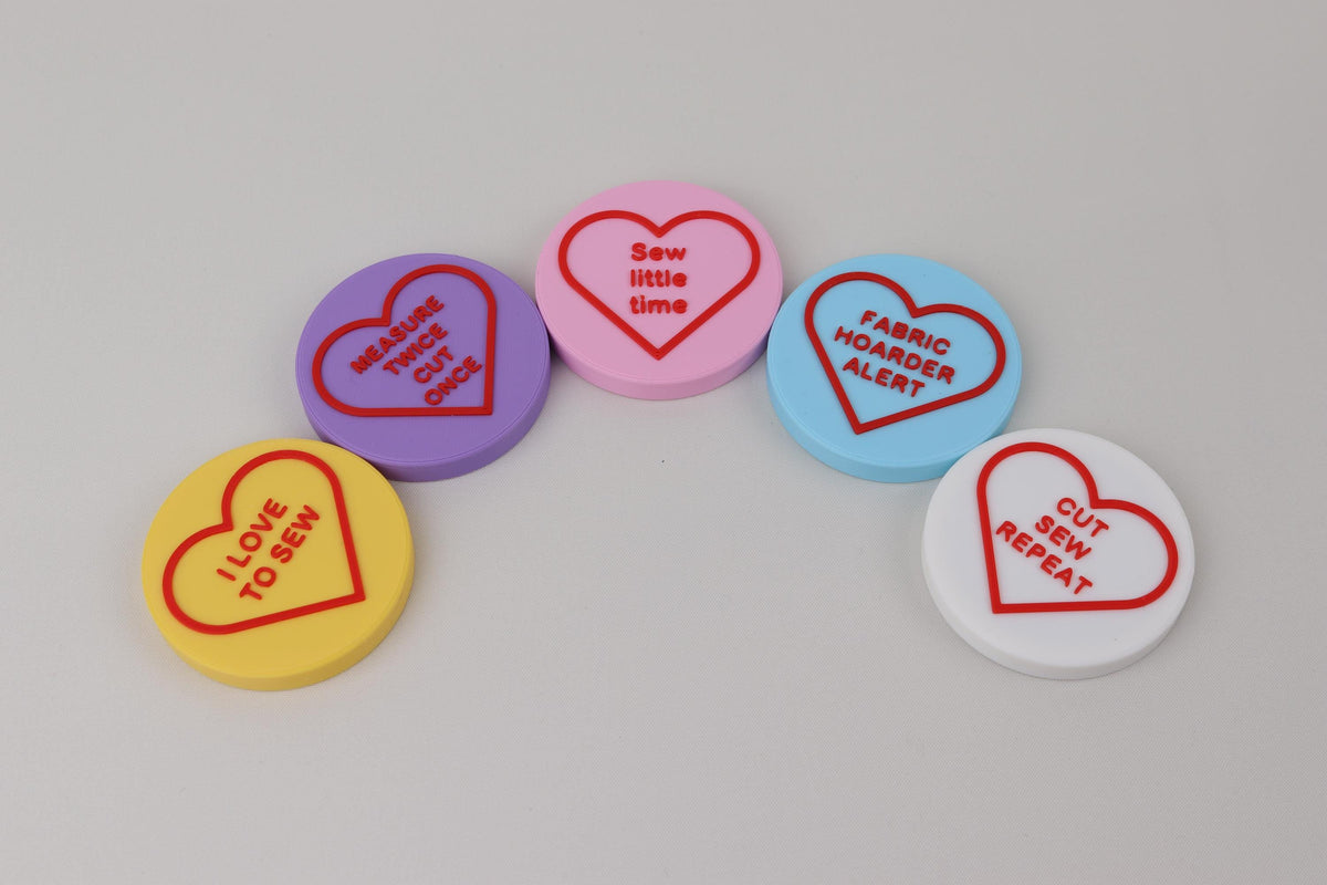 Conversation Heart Fabric Weights, Steel Filled, Funny Sayings Set